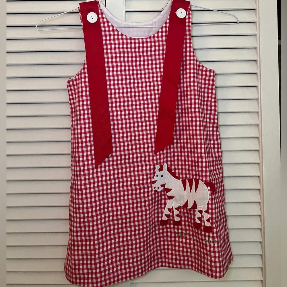 Kelly’s Kids gingham zebra dress size S (5-6)